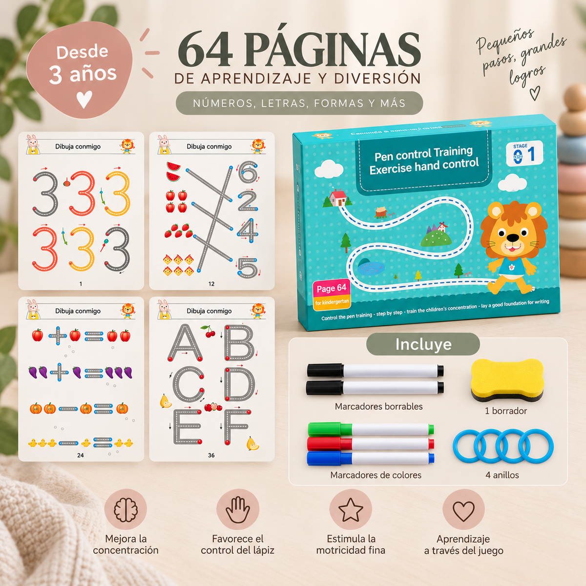 Cuaderno Interactivo Montessori Reutilizable | 64 Páginas