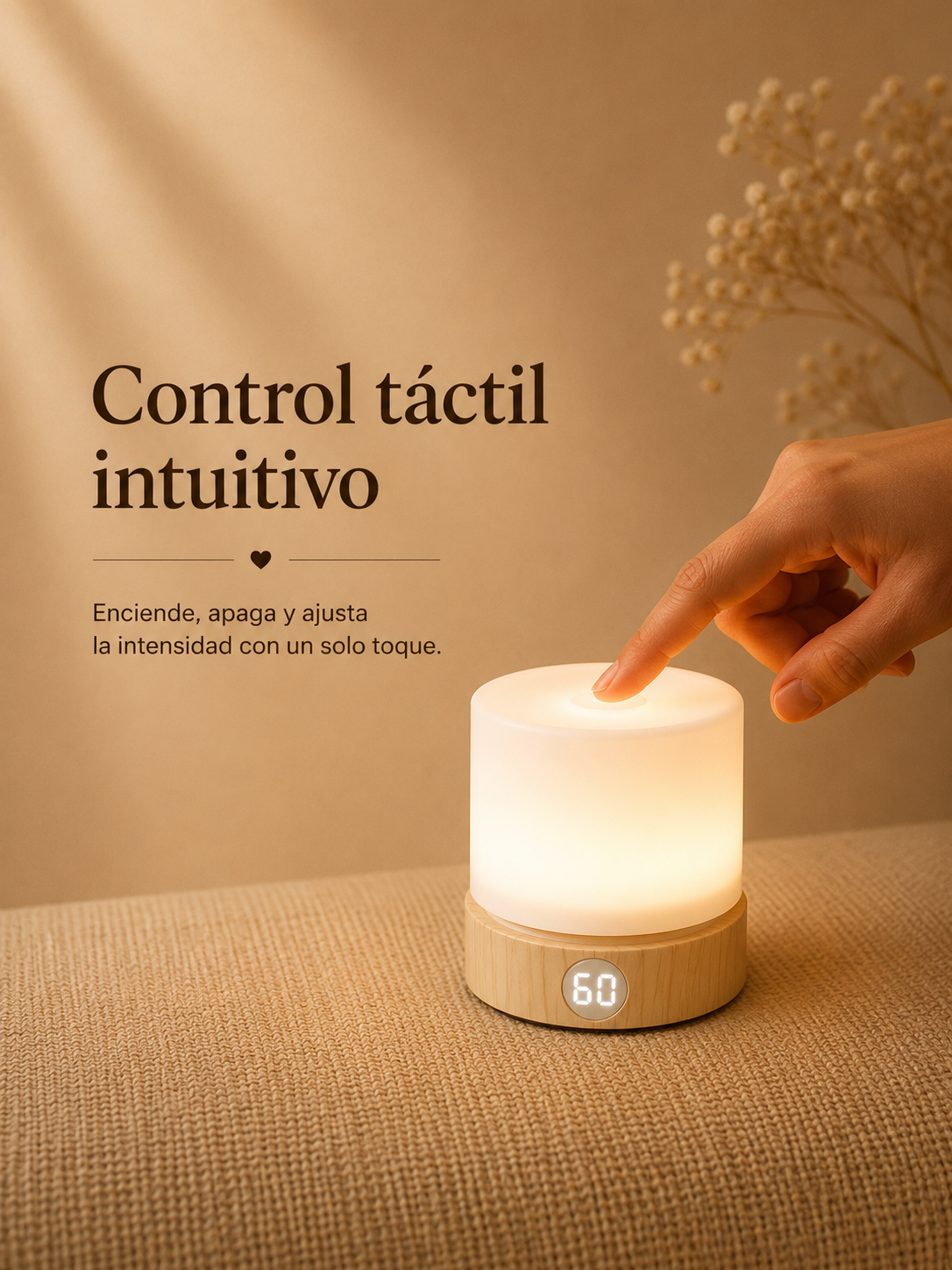 Lámpara Nocturna LED Recargable con Temporizador USB