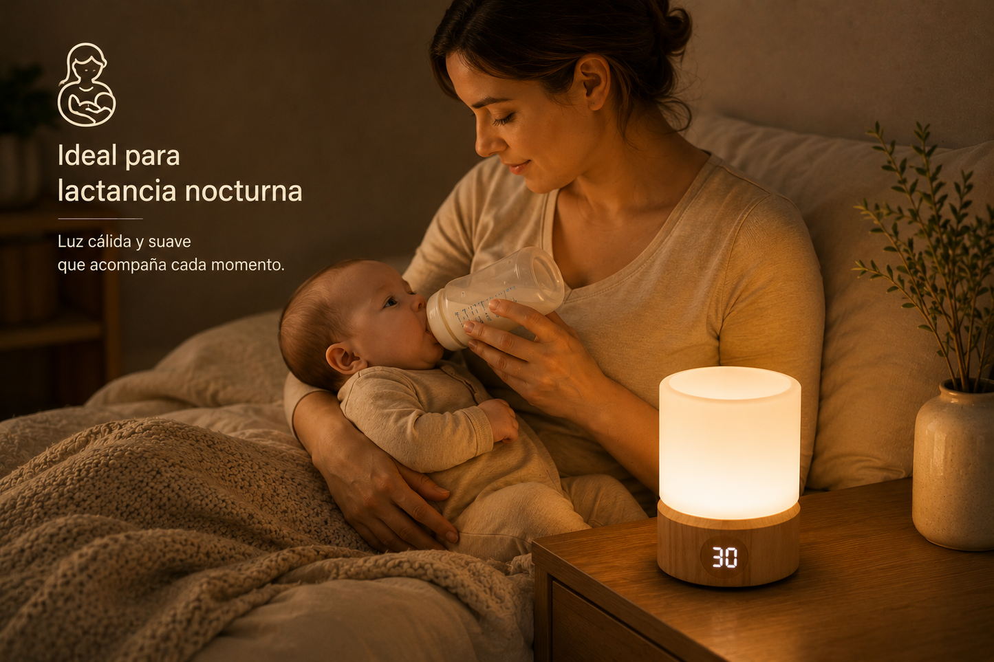 Lámpara Nocturna LED Recargable con Temporizador USB