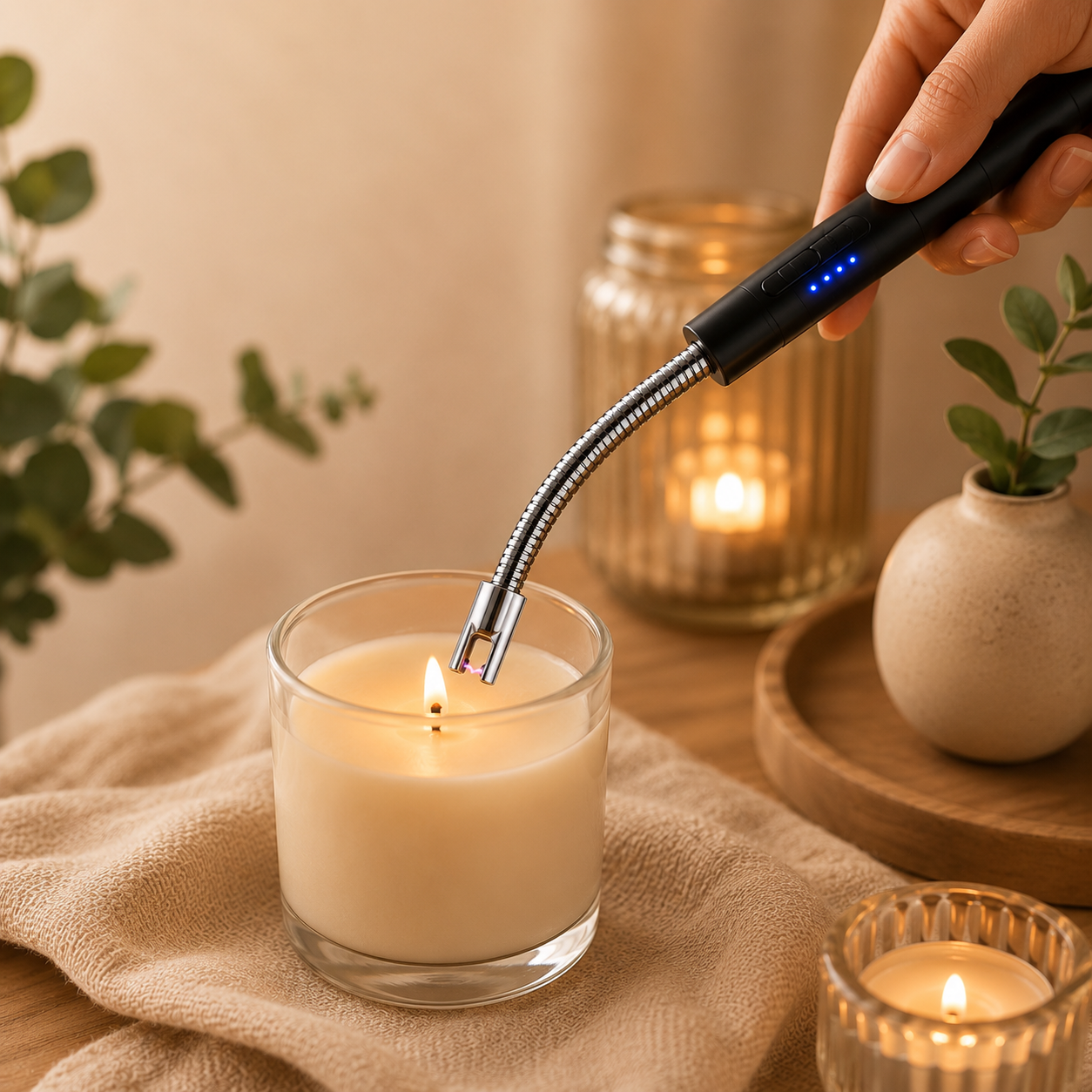 Encendedor Eléctrico USB Flexible Recargable para Velas, Cocina y Parrilla
