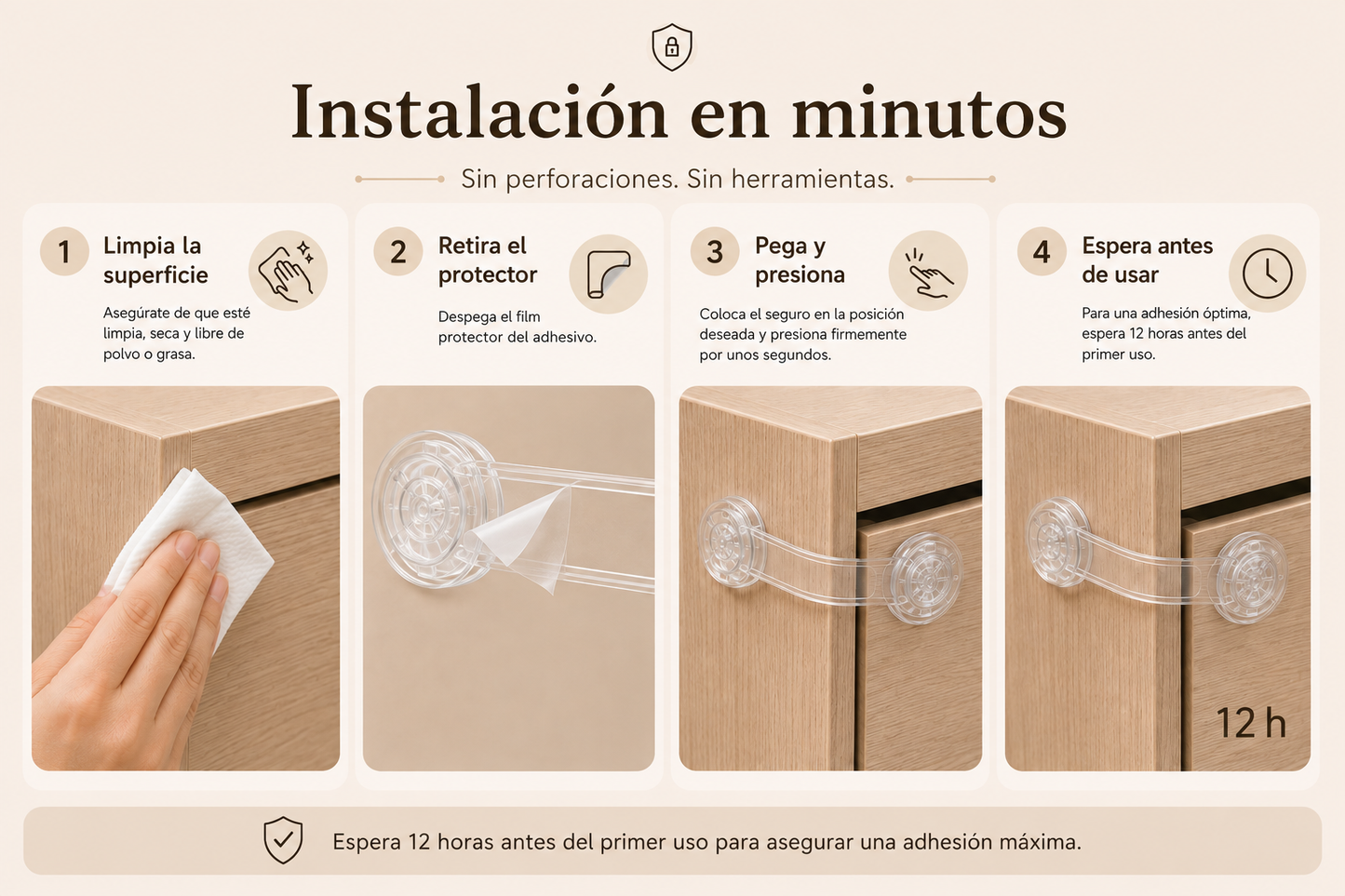 Seguro con Bloqueo para Cajones y Puertas | Seguridad Infantil