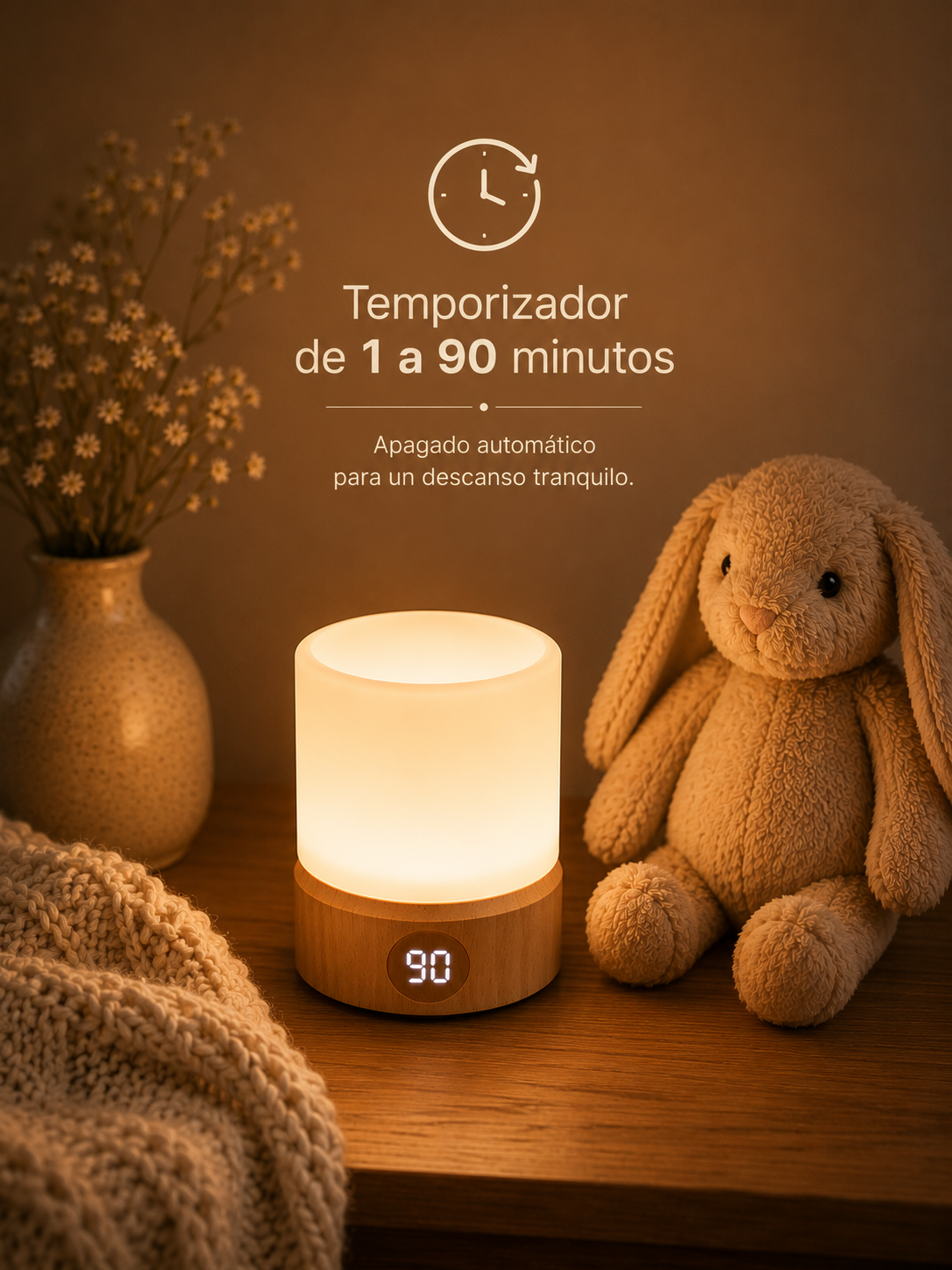 Lámpara Nocturna LED Recargable con Temporizador USB